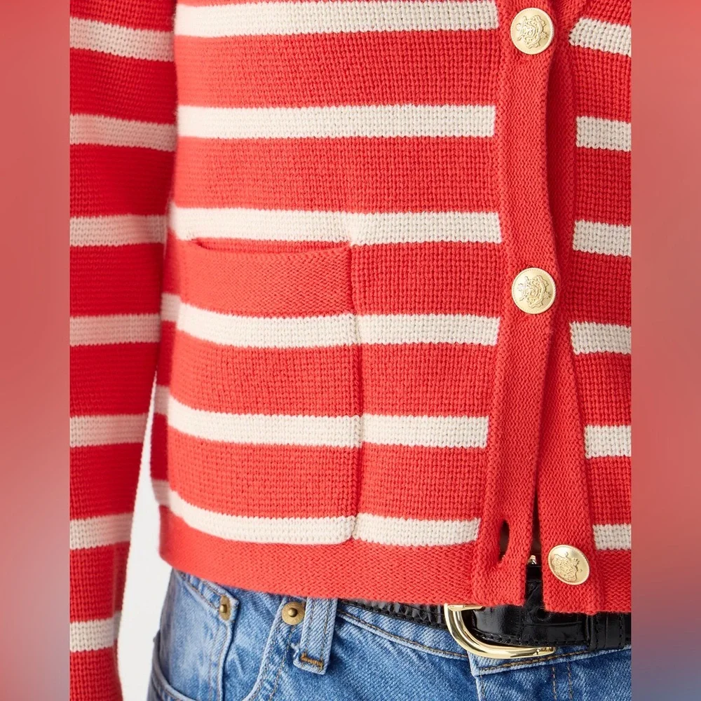 NWT J.Crew Emilie Patch-Pocket Sweater Lady Jacket In Red Moroccan Sand